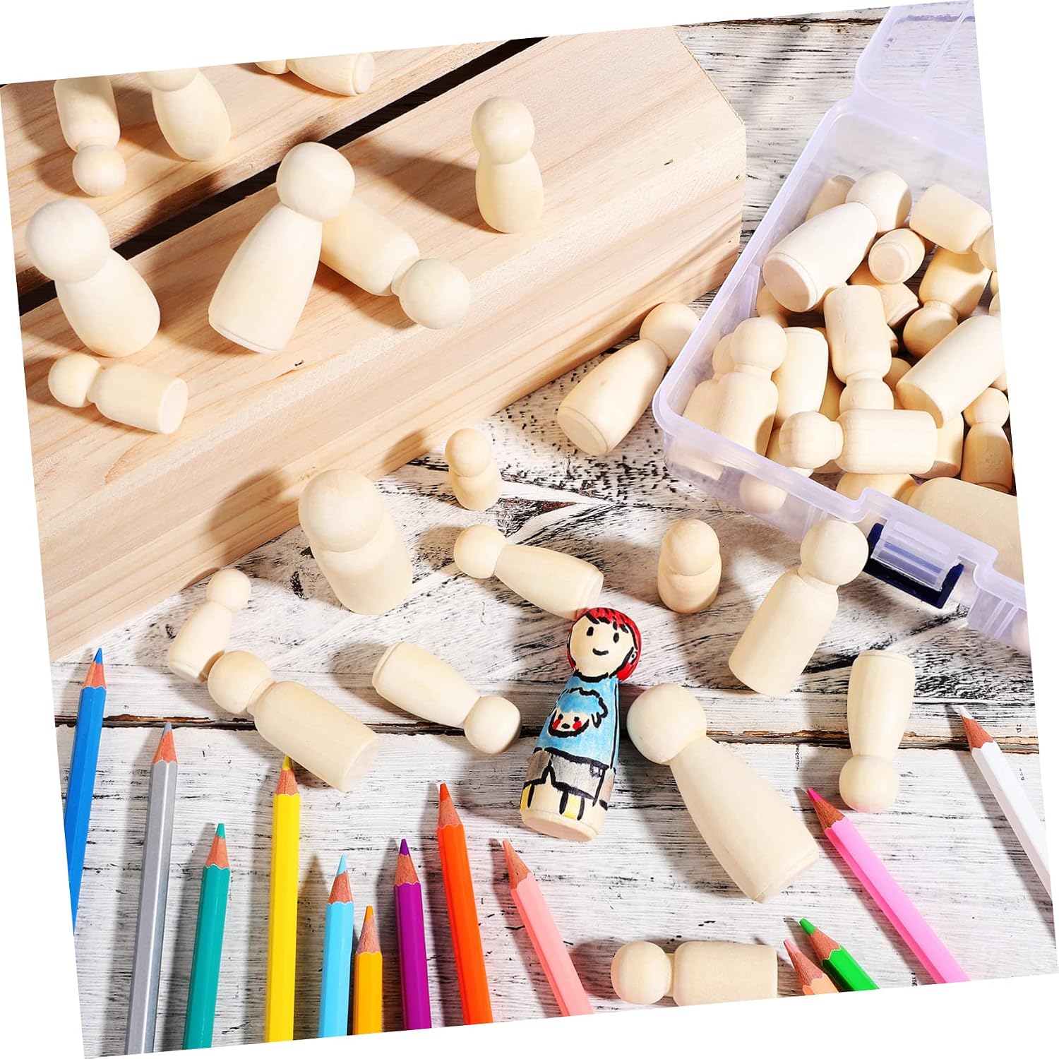 10 poupées en bois brut de cou - Art And Craft For Nursery avis et prix